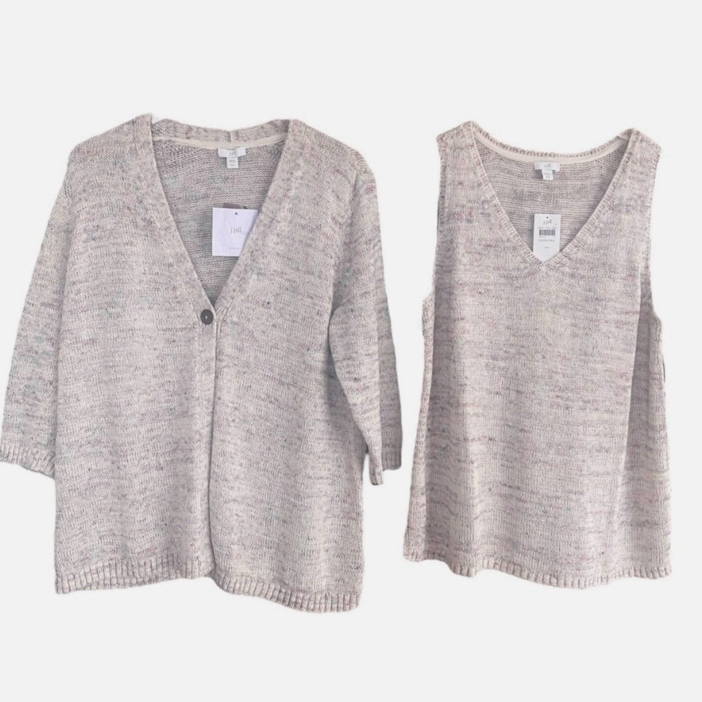 NWT J. Jill Matching Sweater Set - Single Button Cardigan & V-Neck Sweater Tank